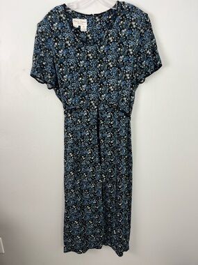 Vintage Floral Multi Pattern Midi Dress